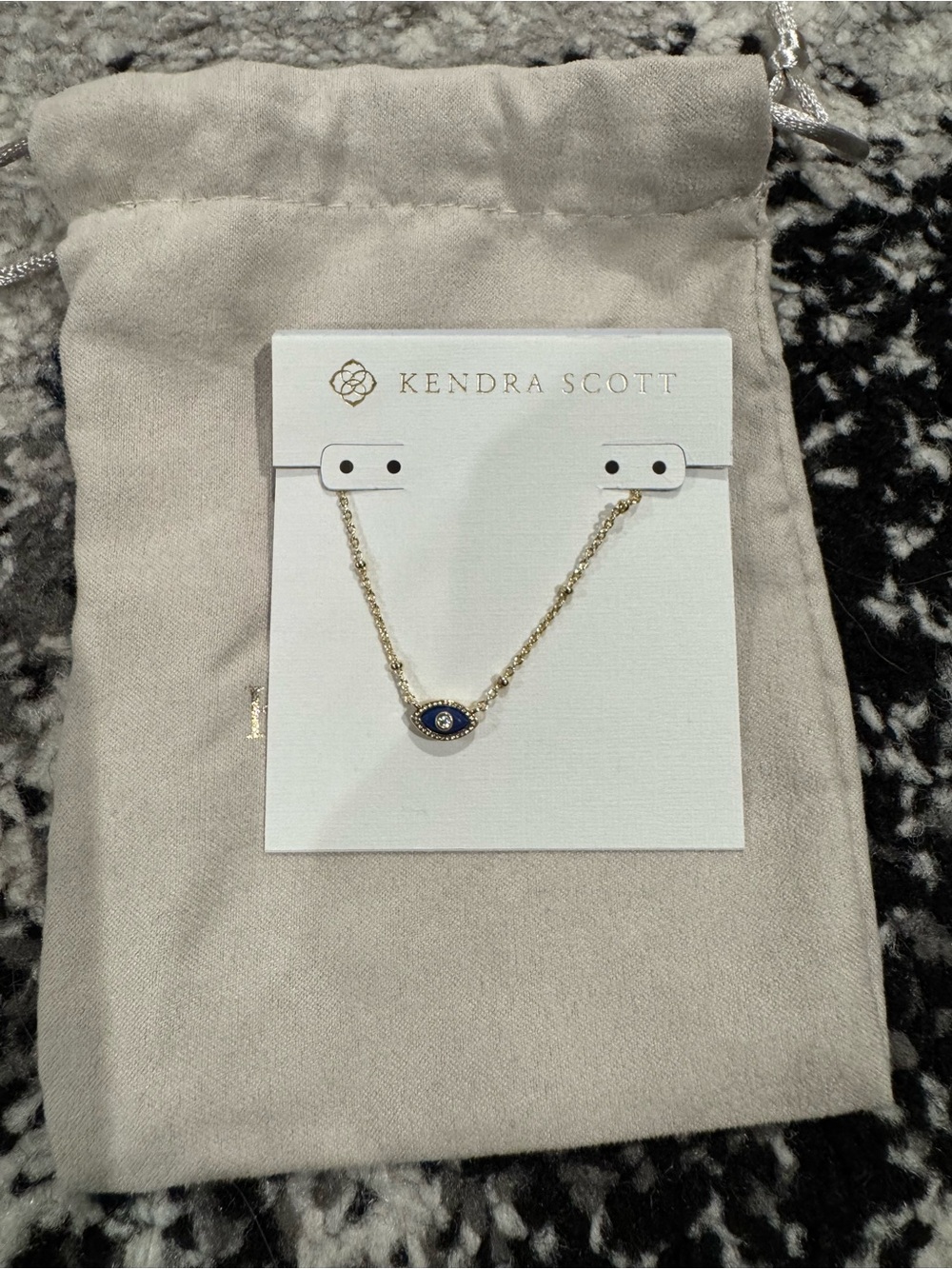 Kendra Scott Gold Necklace with Blue Evil Eye Pendant
